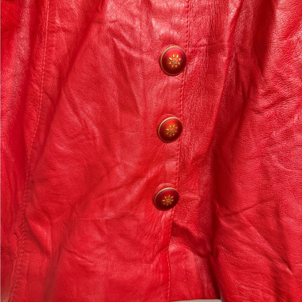 Custom Italian Gab Red Leather Jacket - Picture 7 of 8